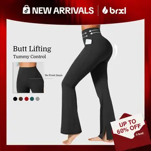 BRXL 30" High-Waisted Flare Yoga Leggings Women's Sports Flare Pants Fitness Wear with Pockets Seamless Front  Mini Flare Yoga Pants Suitable for Gym Workout   #OutdoorFun