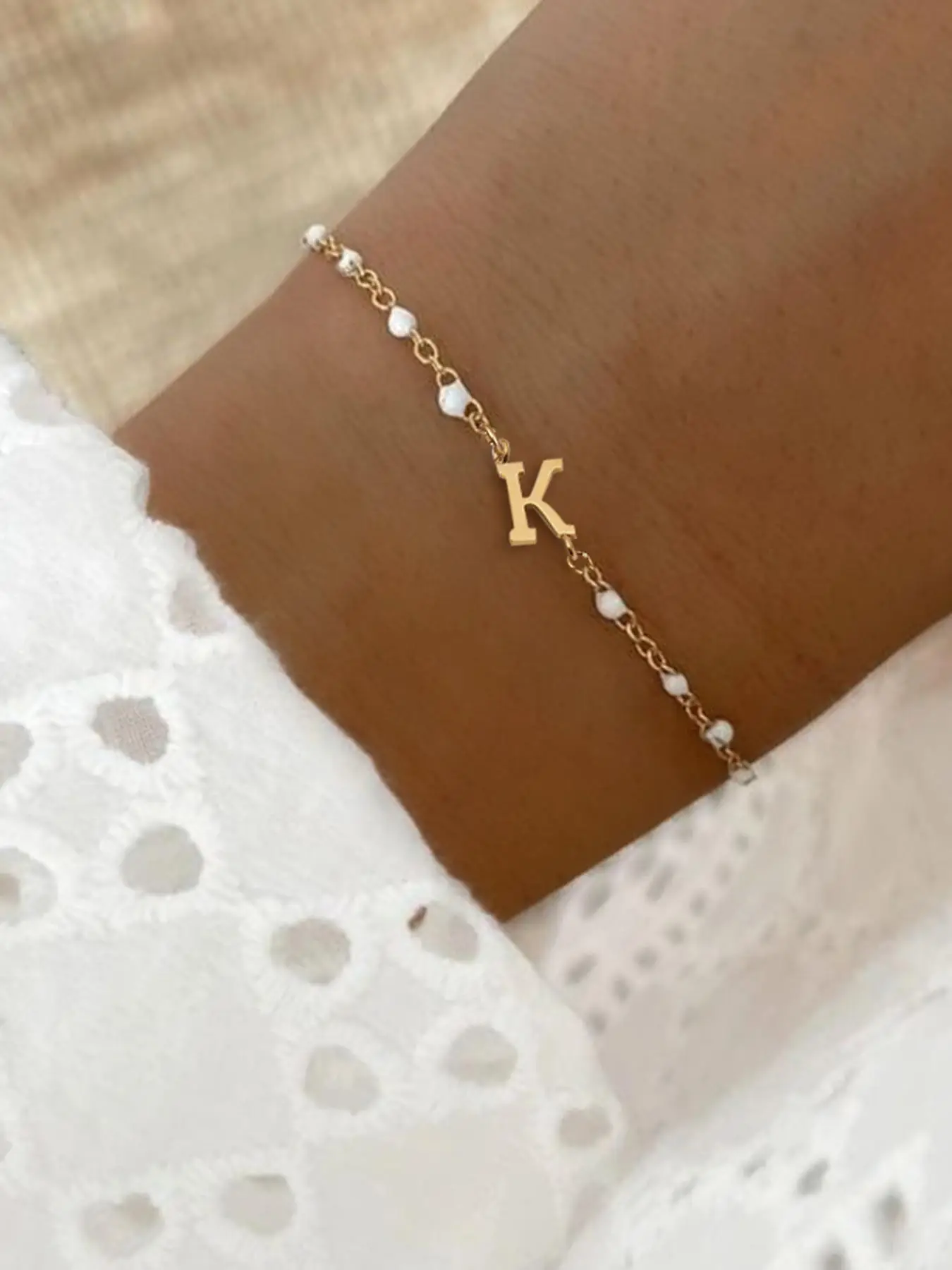 Summer Fashion Letter Detail Link Bracelet, Summer Jewelry, Stainless Steel High Quality Bracelet for Women for Party, Daily Clothing Decor, Trendy Al