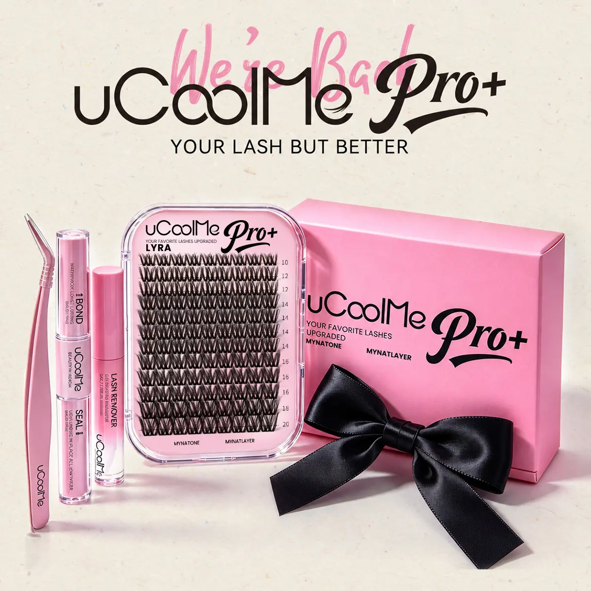 uCoolMe Pro+ LYRA DIY Lash Clusters Gift Set, Black & Brown 3D Layered Eyelash Extensions, Voluminous Wispy Look, Ultra-Soft 0.05mm Band, Natural to Glam Lashes, Gift for Her