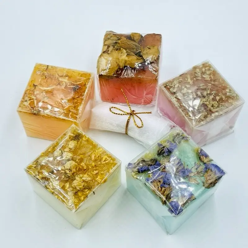 Soft Petalz Set of 5 Botanical Handmade Soaps, Dried Flowers, Aromatic Scents, Cleansing Nourishing Hydrating Bath & Body Care Moisturizer