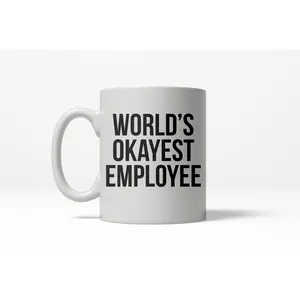 Worlds Okayest Employee Funny Office Career Ceramic Coffee Drinking Mug - 11oz Funny Coffee Mugs Ceramic Printed Drinkware Cup