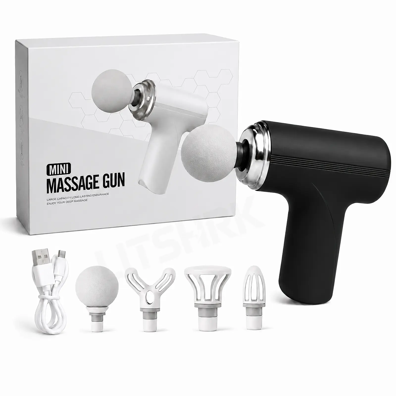 Massage Gun, Deep Tissue Back Massage for Athletes for Pain Relief, Percussion Massager with 6 Massages Heads & Silent Brushless Motor, Relaxation Gifts for Men Women, Black