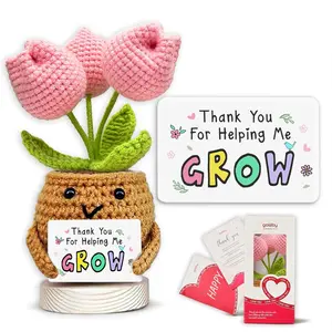 Teacher's Day Gift - Thank You for Helping Me Grow - Appreciation, Thank You - Mother's Day, Birthday, Graduation, Retirement, End of Year Teacher Gift from Students - Positive Tulip Crochet