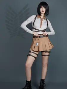 Official Licensed Attack on Titan Cosplay Survey Corps Polo+Skirt Set Costume