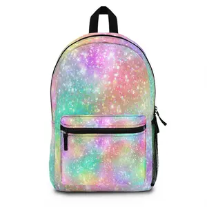 Pastel Galaxy Sparkle Backpack | Rainbow Nebula Pattern