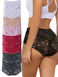 DORSU Women Lace Breifs Panty Underwear Panty High Waisted Granny Panties for Ladies Full Coverage Briefs Panty Cheeky Undies Pack