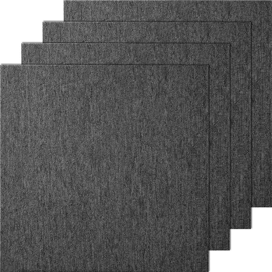 【Summerfinds】 VEVOR Carpet Tiles Reusable, 20x 20 Carpet Squares With Padding Attached, Soft Padded Carpet Tiles, Easy Install DIY for Bedroom Living Room Indoor Outdoor (20 Tiles, Dark Gray)dealsforyoudays
