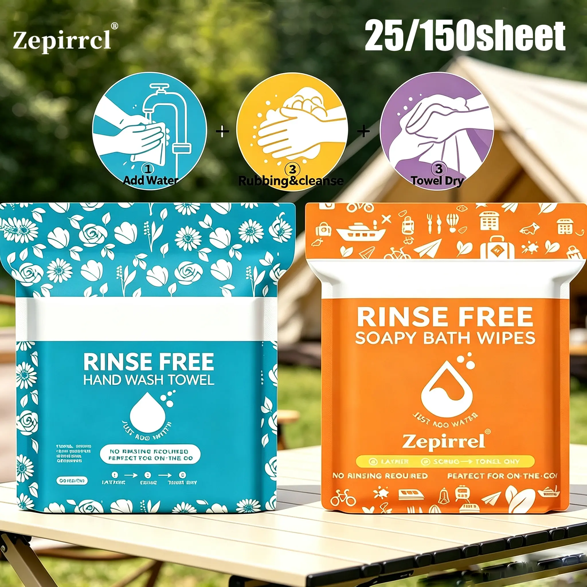 25/150 sheets thickened and durable disposable foam hand wipes, foam infused, no rinse needed, ready to use, deeply cleans hand stains and grease, soothing and skin-friendly with a mild formula, no harsh additives, ideal for home, office, car, and outdoor