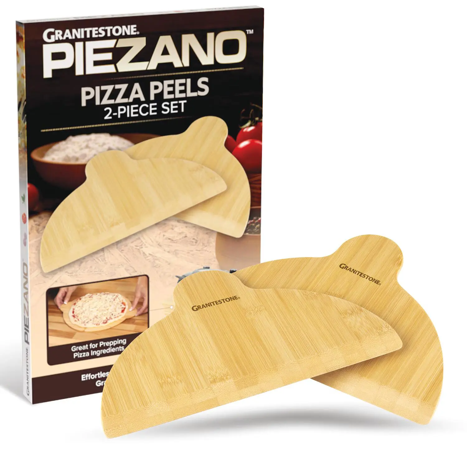 Granitestone Piezano 2-Piece Pizza Peel Set - Kitchen Utensil for Home Pizza, Pasta Preparation
