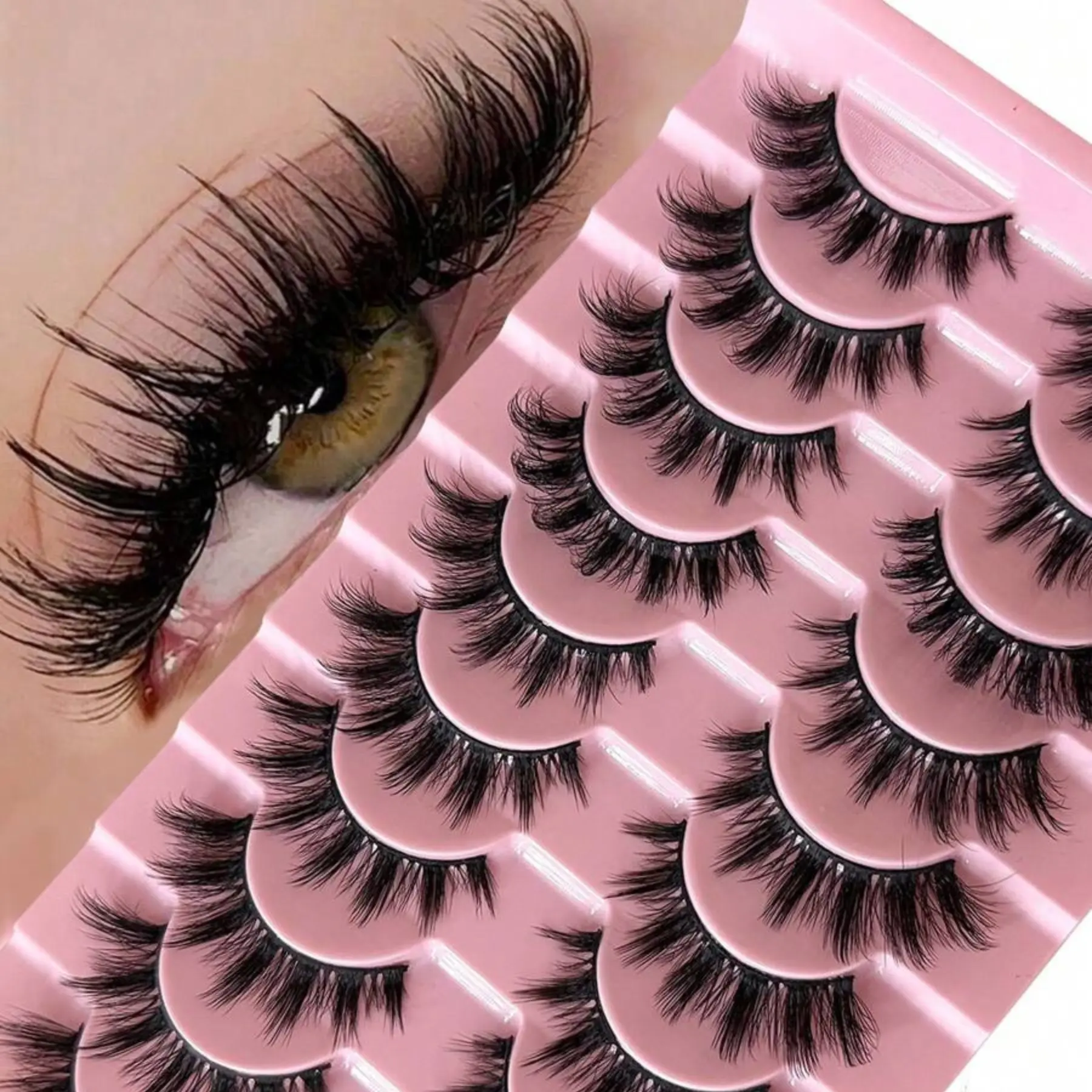 New 10 Pairs Manga Lashes 3D Mink Lashes Natural Eyelashes Clear Eyelash Stem False Eyelashes, Eyelash Falsies, Cat Eye Lashes Eyelash Extension Effect For Halloween Cosplay Synthetic Lashes Fake Eyelashes