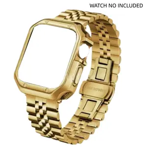 KAYKWONG'S Stainless Steel Strap Band with Soft Polished Tpu Wase Case, Compatible with Apple Watch 11/10/9/8/7/SE2/SE/6/5/4 Series, Fits for Size 49/46/45/44/42/41/40/38mm, Smartwatch Strap, Smart Watch Straps, Smart Watch Accessories
