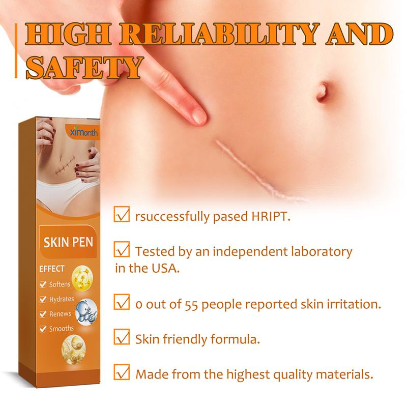 Ximonth Skin Repair Pen with Aloe Vera Extract & Elastic Peptide for Fade Pregnancy Scars Burns Smooth Skin Scar Treatment Youth Enhancer