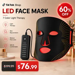 （DealsForYouDays) Weilisi LED Light Therapy Face Mask, 7 Color Light Therapy Modes, Flexible Silicone Facial Mask with Controller for Home Skincare and Beauty Routine