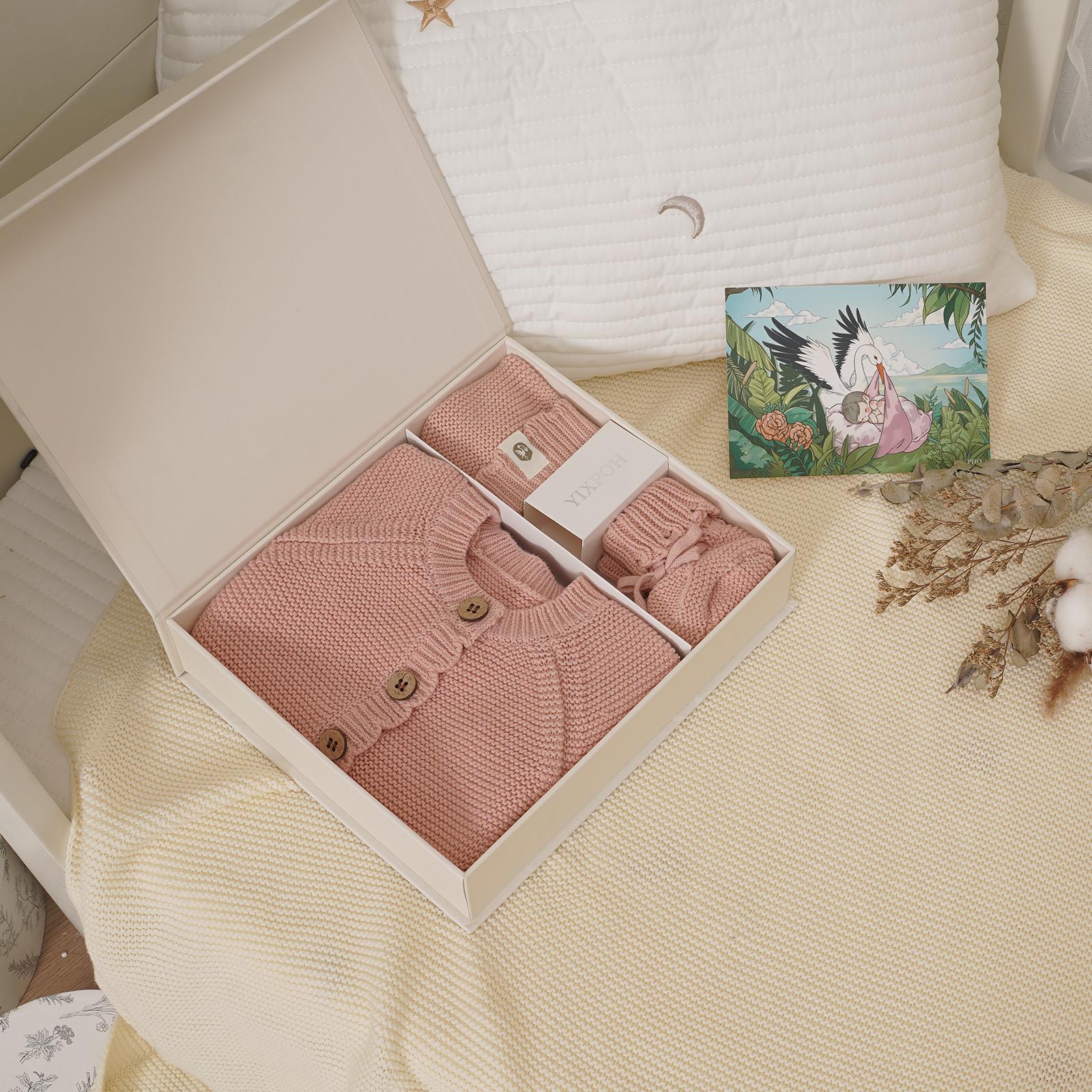 Organic Cotton Baby Sweater Knit Romper Hat Booties 3 Piece Newborn Infant Set LongSleeve Cute Outfit Boy Girls Clothe