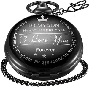 Personalized Pocket Watch with Chain, Engraved to My Son I Love You  for Birthday Christmas Graduation Gifts Pocket Watches