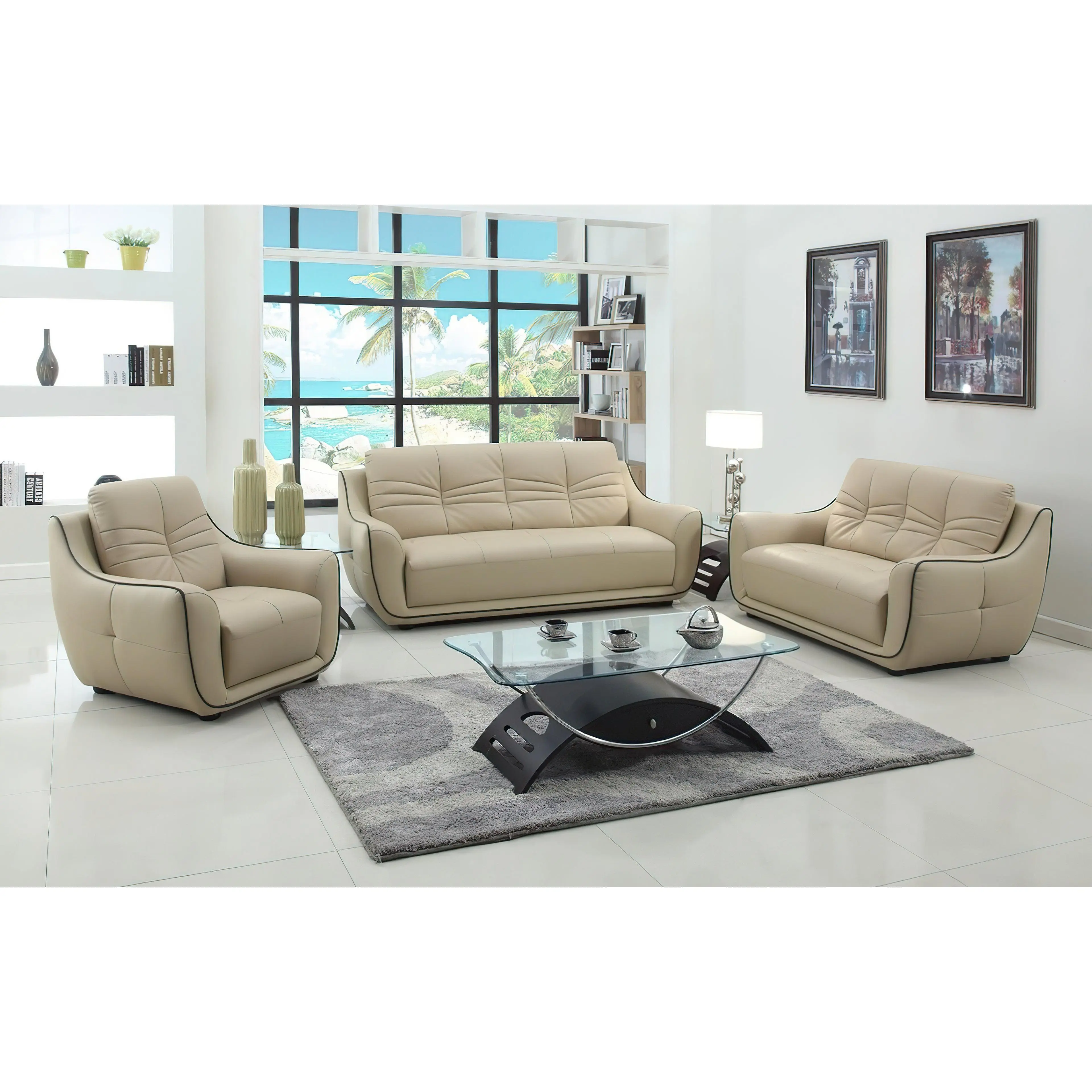 Hustle Leather Sofa Set