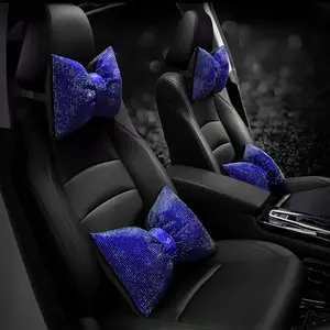 Rhinestone Decor Car Headrest Pillow, 2 Counts Car Neck Support Pillow, Car Seat Neck Pillow, Car Interior Accessories for Women & Girls