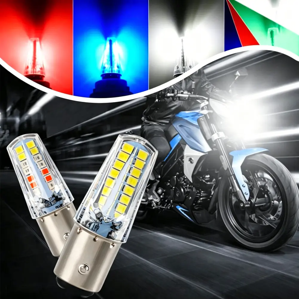 Yobis Motorcycle Strobe Brake Light, 1157 2835 42SMD Electric Vehicle and Motorcycle Universal Flowing Strobe Lamp Bulb Car Brake Warning Light Turn Signal Lamp LED Light Motorcycle Accessories