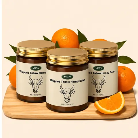 Whipped Grass-Fed Beef Tallow Honey Balm (4 oz) - Handmade All-Natural Body Care Moisturizer, Lavender-Infused Moisturizing Cruelty-Free Balm Formula Body Butter for Dry Skin Adults, Hydrating Luminous Firming Cream