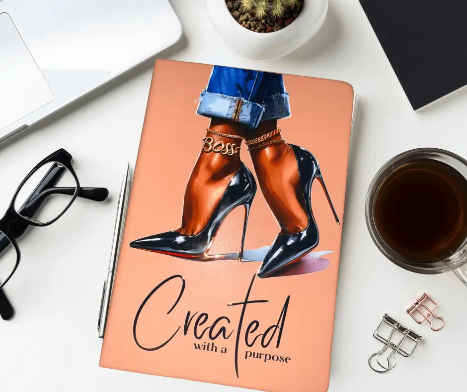 Created With a Purpose Boss Lady Vegan Leather Journal - Stylish Notebook for Women's Motivation & Journaling