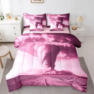 Feelyou 7-Piece Ultra-Soft Pink Storm Theme Bedding Set - Soft Breathable Kid Bedding, Natural Disasters Themed Comforter Bed-in-a-Bag, Multi-Size, Soft Breathable Bedding