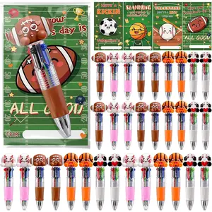 32 Sets Valentine  Multicolor Ballpoint Pens with Cards Exchange Gifts Bulk for  Lover,Football Soccer Basketball Team Gifts for Classroom Prizes Goodie Bags Stuffers Party Favors