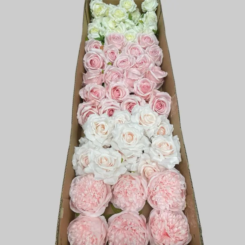 60/70 PCS Mixed Artificial Flower Heads (CS3), No Stems, for DIY Wedding Bouquets, Centerpieces & Event Decor