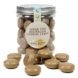 Andy Anand 60 Pc Sugar free Licorice Candy, with Natural Stevia, Gluten Free, Sugar Free Australian Licorice Hard Candy - A Delicious and Healthy Alternative 7 Oz