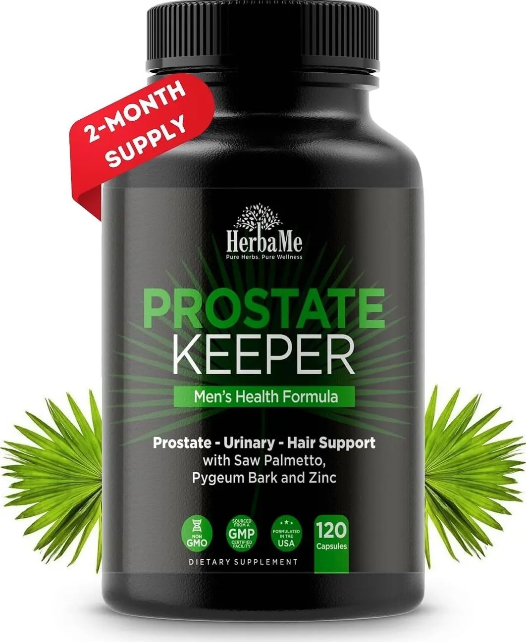 Prostate Support Supplement for Men with Saw Palmetto, Pygeum Bark, Pumpkin Seed and Zinc, Urinary Tract Health and Hair Growth, DHT Blocker and Bladder Control