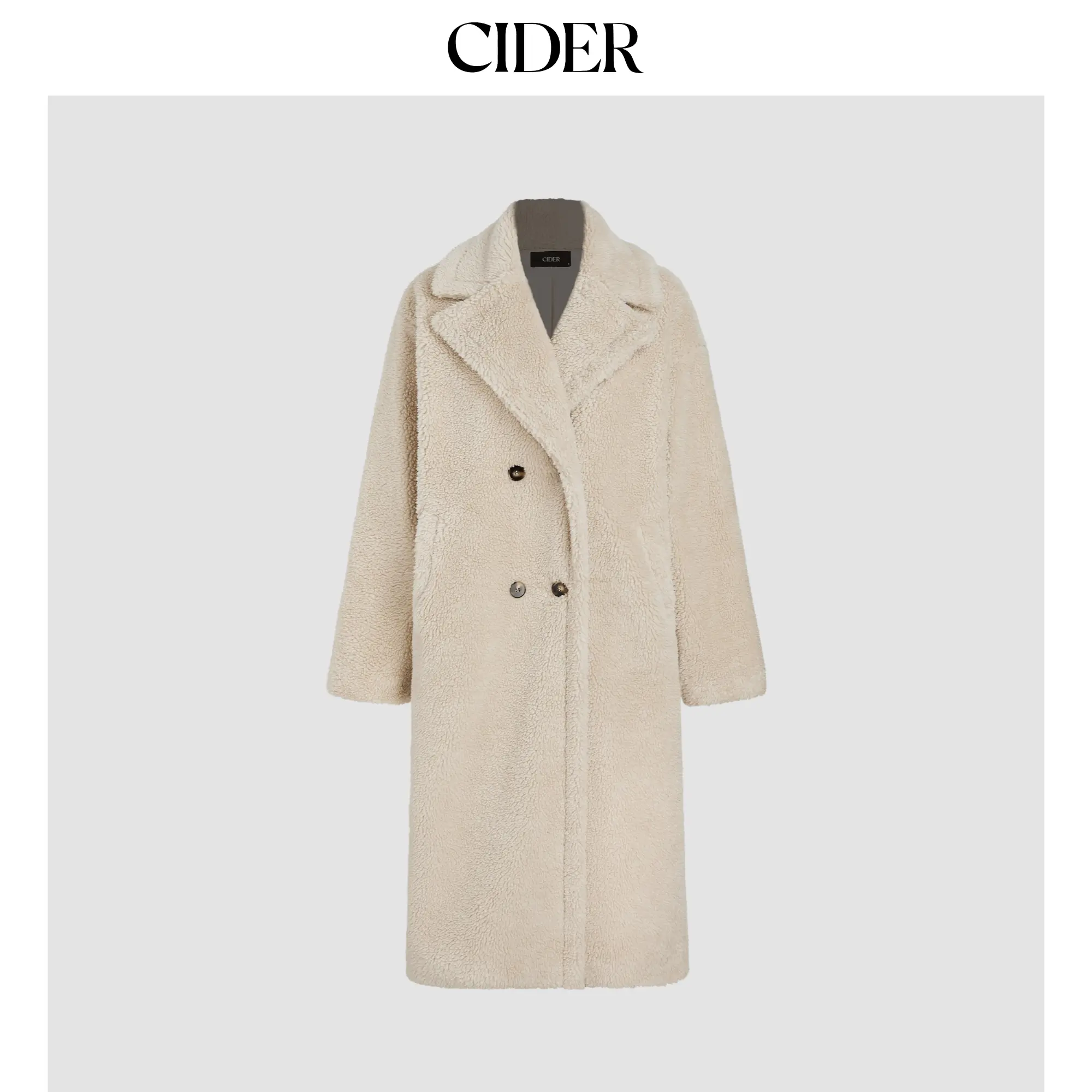 Cider Women's Double Breasted Fleece Longline Coat, Classic Winter Outerwear Jackets with Lapel Collar for Everyday Style, Tops