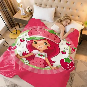 Knee Blanket Throw Blankets for Winter Microfiber Oversized Baby Lightweight Fleece Bed Sofa Decoration Shortcakes-strawberrys-P