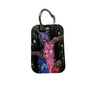 Hand Painted Wooden Keychain - Mixed Emotions (DM for Custom Designs) - Perfect for Keys
