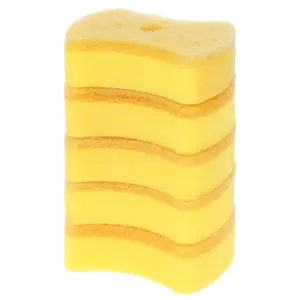 REGALWOVEN Non-Scratch Dish Sponge, Dish Sponges for Washing Dishes, Cleaning Sponges for Kitchen, Household, Bathroom 5 Pcs Yellow