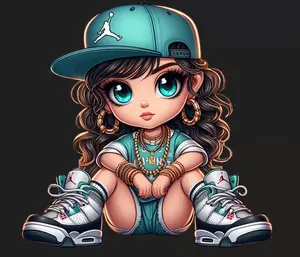 Ready-to-Press Heat Transfer, DTF Direct-to-Film Transfer for Polyester/Cotton Fabrics, Street Style Girl Look Design for DIY Specialty Supplies
