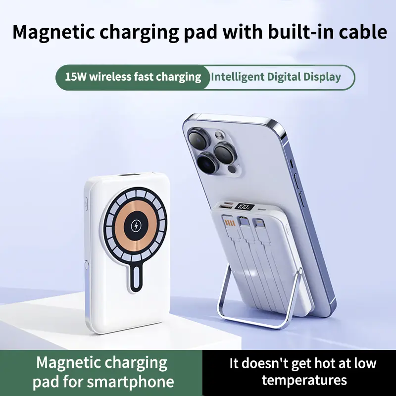 Mini MagSafe-Compatible Portable Charger, 10000mAh 5W Compact Magnetic Power Bank for iPhone 16/15/14/13/12, 12W USB-C Charging Battery Pack