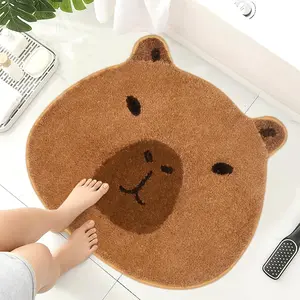 Capybara Pattern Bathroom Rug, Soft Comfortable Non-Slip Absorbent Mat, Cute Animal Design Carpet for Bedroom Living Room Decor
