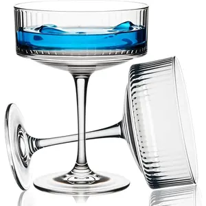 Ribbed Coupe Glasses Set Of 4 | Espresso Martini Glasses |   Glasses | Margarita Glass