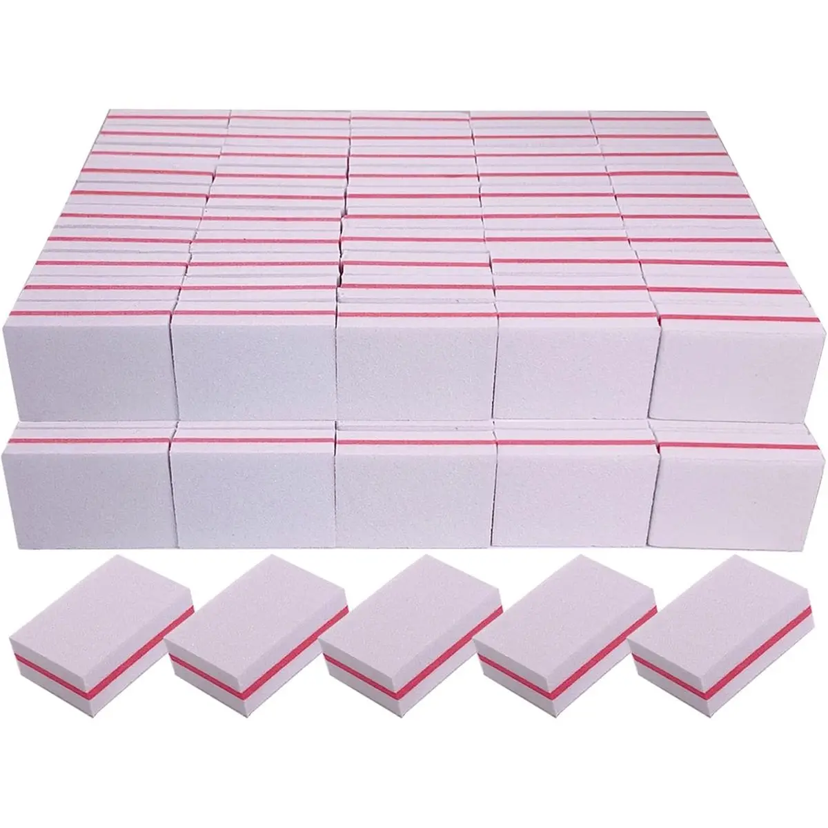 100 Pcs Mini 100/180 Grit White/Coral red