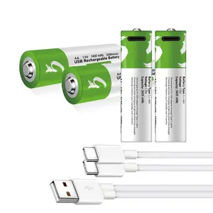 USB Rechargeable Battery AA4 Pack, 2405mwh 1.5v Constant Voltage Discharge, High Capacity 1400mah Home Appliances, Ideal for Daily Use