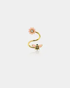 Bee and Flower S-Shape Helix Ring