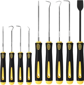 9PCS Hook and Pick Tool Set with Scraper- Automotive Pick Set with Metal Pick Tools & Ergonomic Grip, Mechanic Tool Set for Car Repair, O-Rings, Gaskets, and Tight Spaces Pahiuii