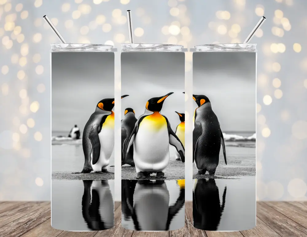 20 OZ PENGUINS INSULATED SKINNY TUMBLER W/ STRAW