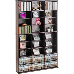 VEVOR Media Storage Cabinet, 9-Layer DVD Shelf Holds up to 756 CDs, Adjustable CD Shelves 27 Compartments, Protects & Organizes Music, Movie, Video Games or Memorabilia Collections, Espresso
