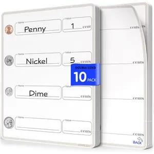 Coin Practice 9”x12” Small White Board Dry Erase Sheets Math Manipulatives 2nd Grade Money Learning Homeschool Supplies Teacher Students Classroom