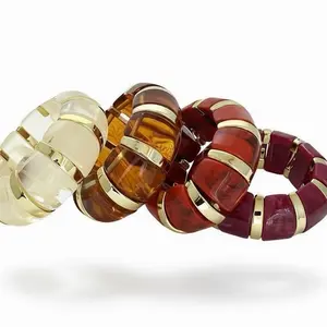 Maite Jewelry                                              Pulcera Chonky Set of 4 Resin Bangles in Beige Brown Red & Burdeos Elegant Fashionable Accessory