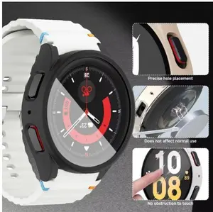 Silicone Strap + PC Case for Samsung Watch 7 6 5 4 40mm 44mm 5Pro 45mm 6Classic Band with Cover Screen Protector Bumper 2024 Protection Wearable phone accessory