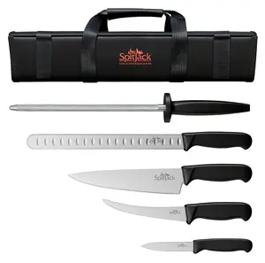 Barbecue Knife Bundle with Brisket Set, Chef's Knife, Sharpening Hone, Paring Knife and Case