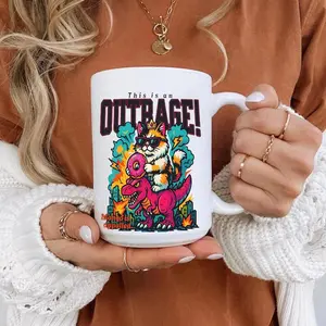 11oz & 15oz Ceramic Morning Reading Coffee Cup, Social Media Famous Carl and Donut Art, Best Selling Gift for DCC Fans, New Achievement Aesthetic Bookish Mug, Iconic Princess Donut Fan Club Merchandise