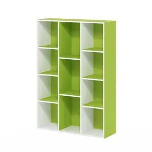 LUDER Bookcase, 11-Cube Bookshelf, Reversible Bookcase, 9.4 x 29.1 x 41.7, for Living Room Bedroom Home Office, White/Green