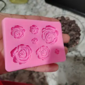Rose Flower Shaped Silicone Mold, Non-slip Food Grade DIY Wedding Cupcake Cake Chocolate Gummy Mold, Kitchen Tool for Baking